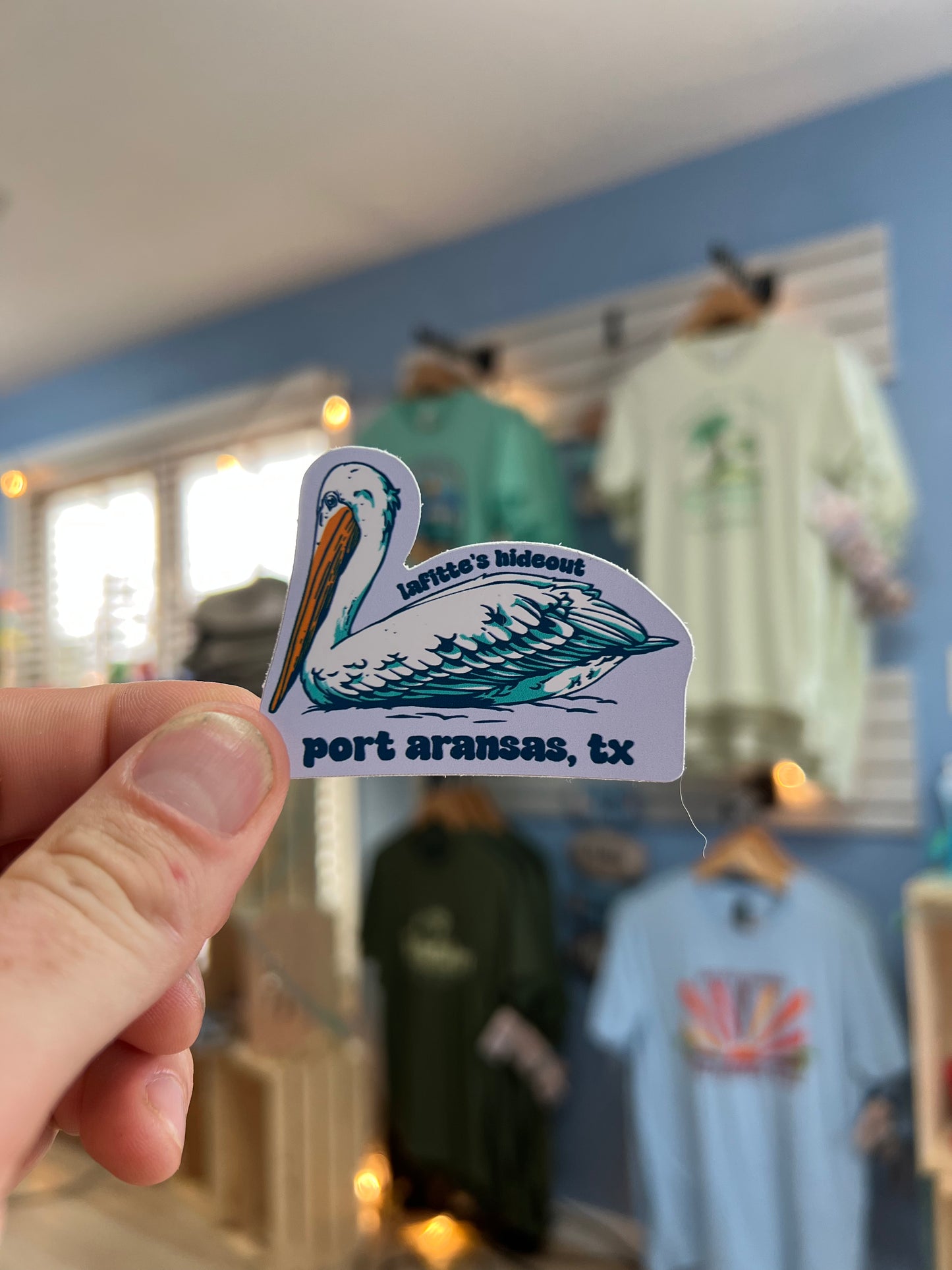 Pelican - LaFitte's Hideout - Port Aransas, TX Sticker